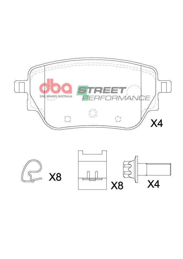 DBA SP STREET PERFORMANCE BRAKE PADS [ MERCEDES-BENZ A, B, CLA, GLA 2018-> R ] - TecDoc Only