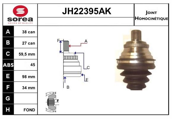 KIT CV JOINT AVEC KR026 - 80-80 AVA