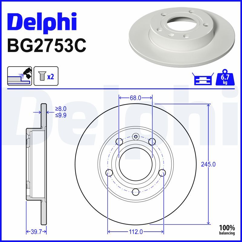 DELPHI BG2753C - Bremsscheibe