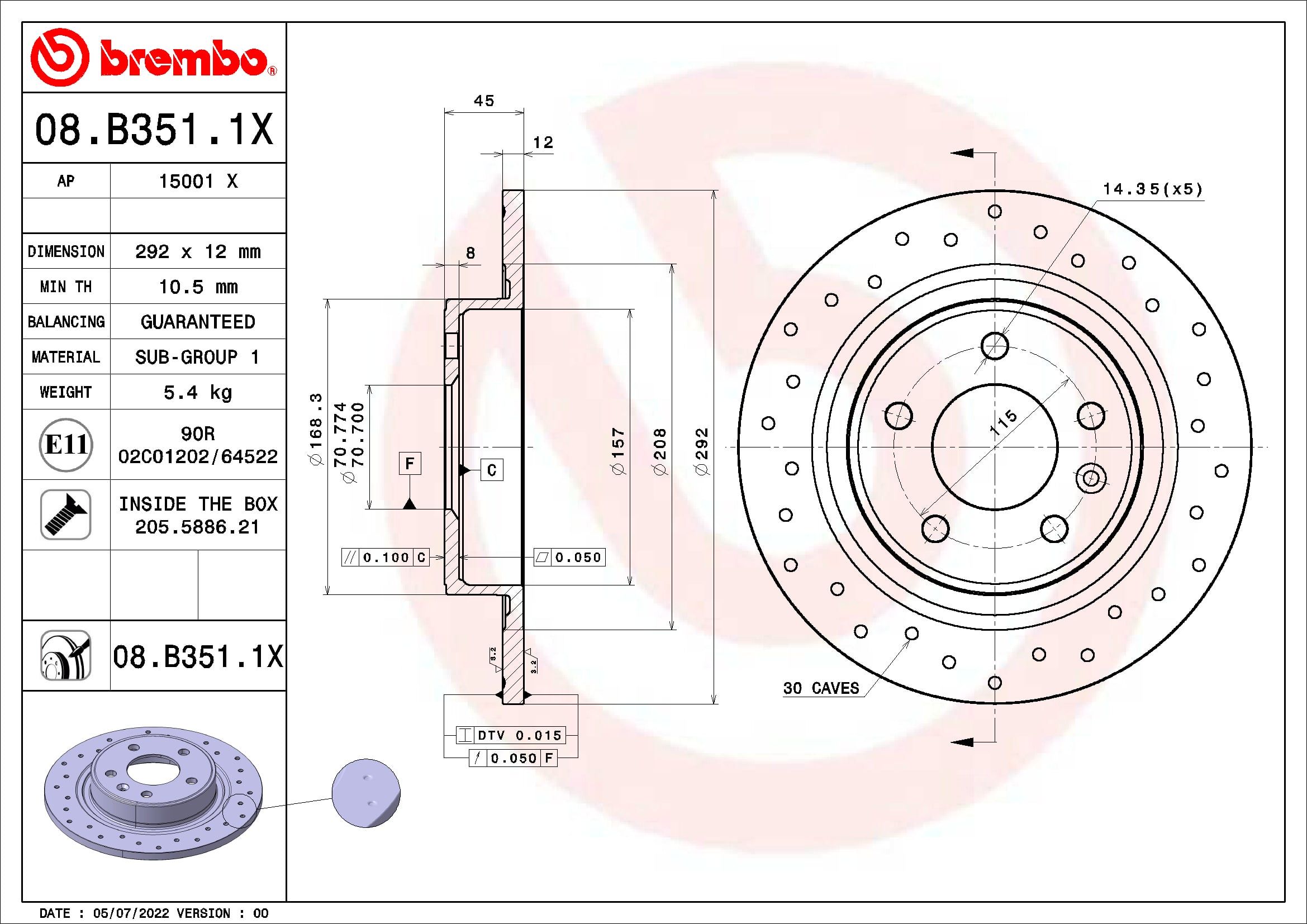 Brake Disc 08.B351.1X