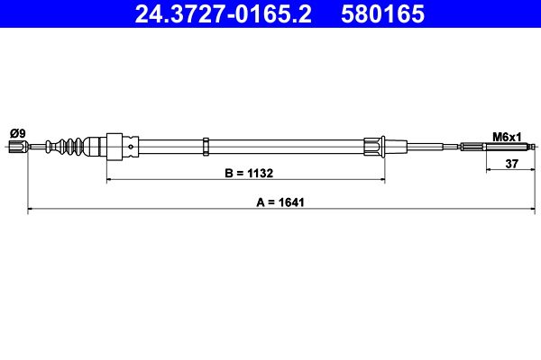 ATE 24.3727-0165.2 Cable Pull, parking brake
