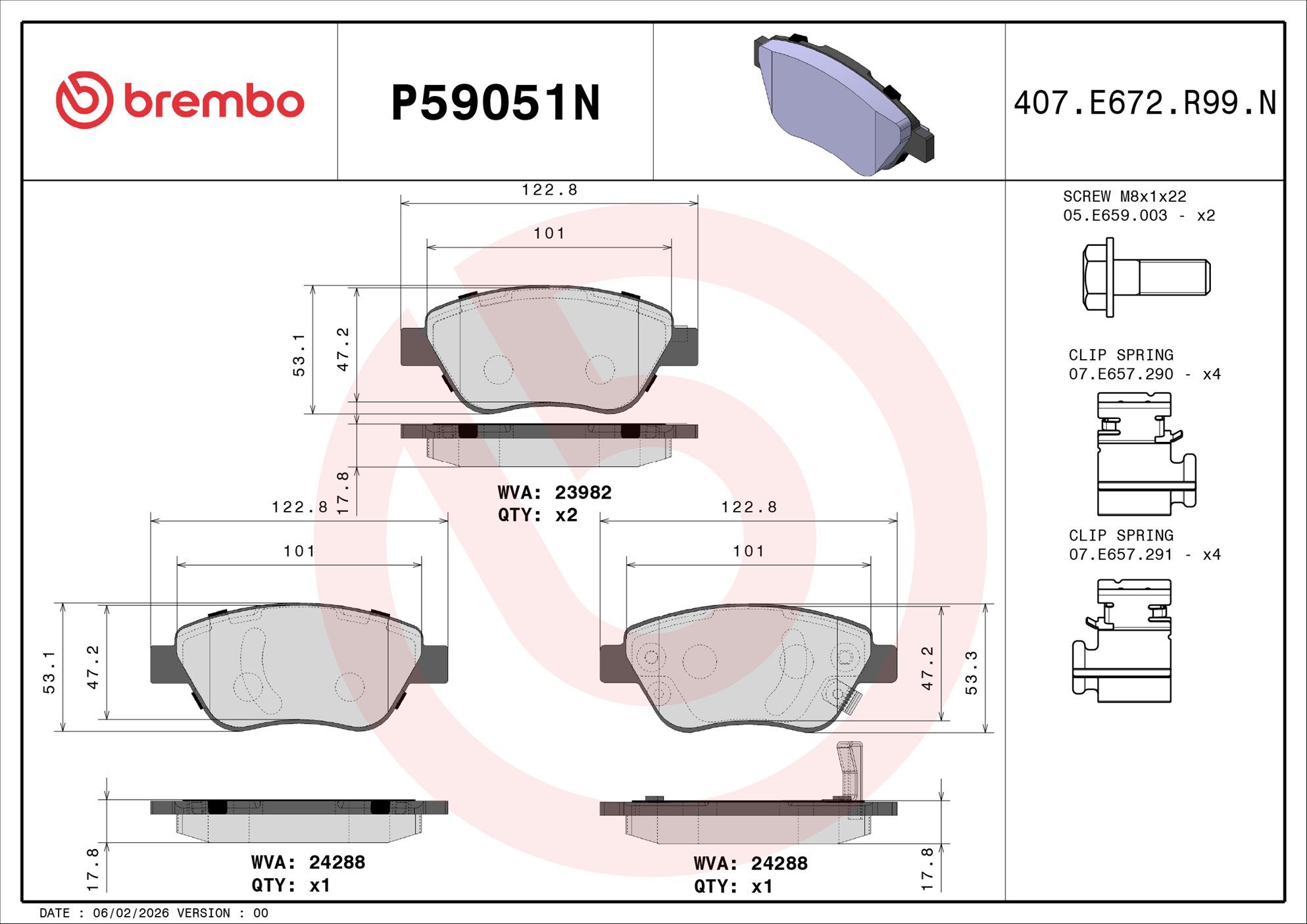 BREMBO DISC PAD -  PROTON GEN 2 CM 04-14 (FRT) - TecDoc 2