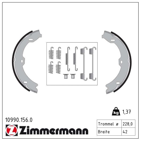 Zimmermann 10990.156.0 Bremsbackensatz, Feststellbremse
