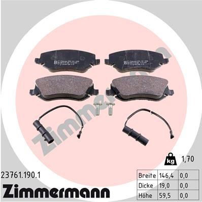 23761.190.1 ZIMMERMANN fékbetétkészlet, tárcsafék