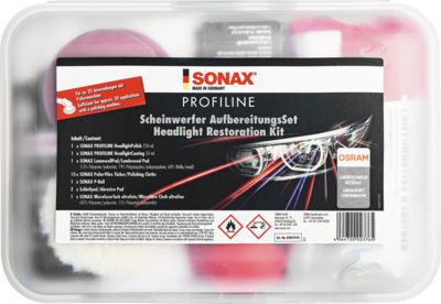 SONAX 04057410 - Aufbereitungs-Set, Scheinwerfer PROFILINE ScheinwerferAufbereitungsSet