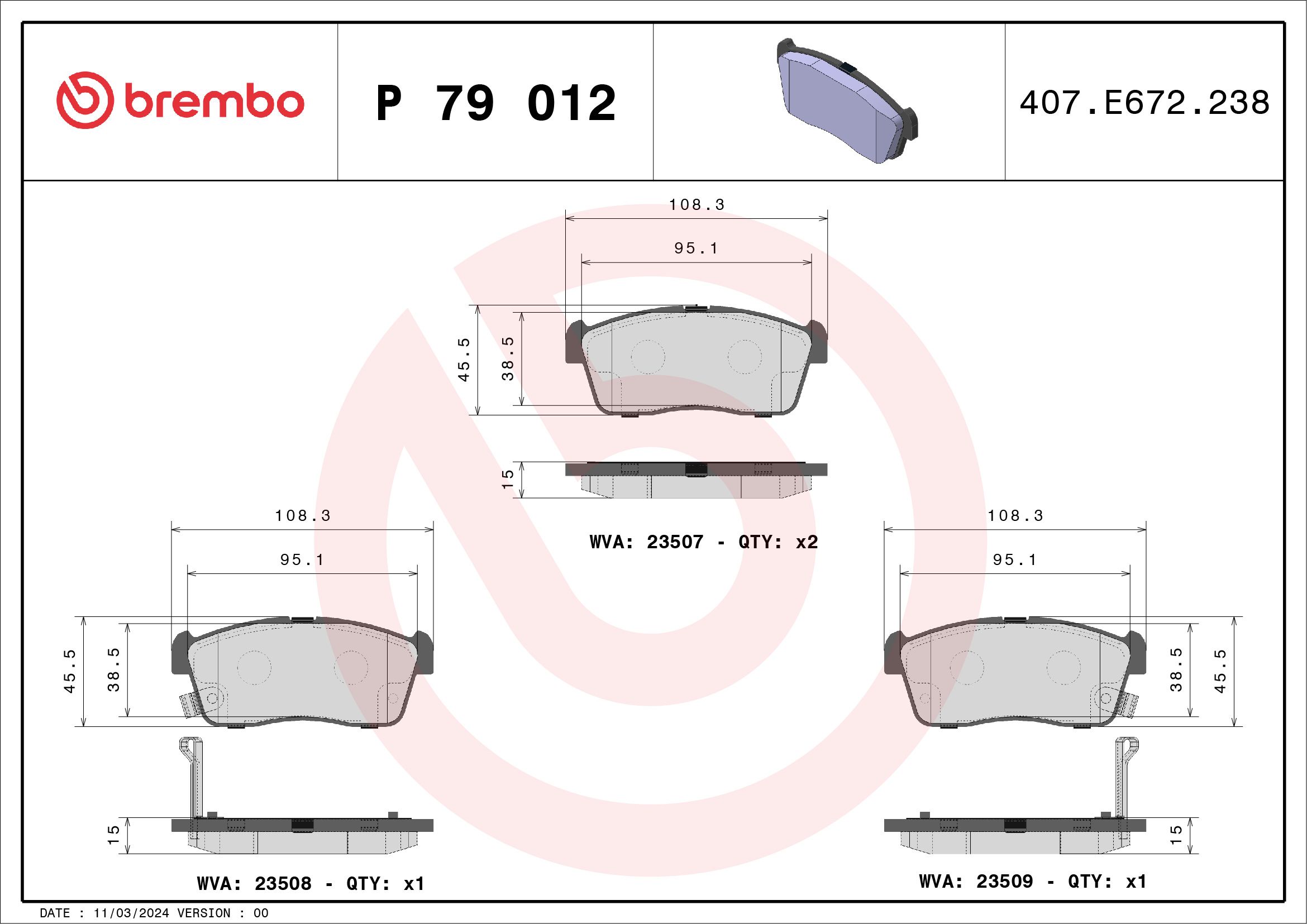 Brake Pad Set, disc brake P 79 012