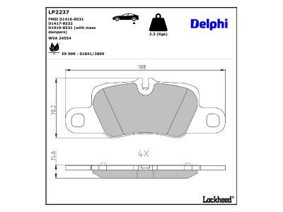 DELPHI LP2237 - Bremsbelagsatz, Scheibenbremse