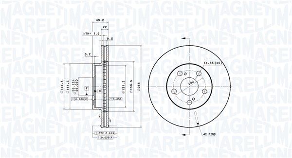 360406100801 MAGNETI MARELLI féktárcsa
