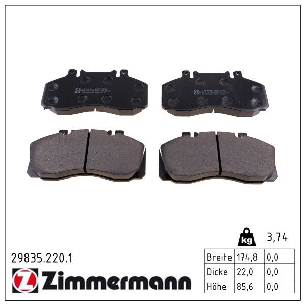 ZIMMERMANN 29835.220.1 - Bremsbelagsatz, Scheibenbremse