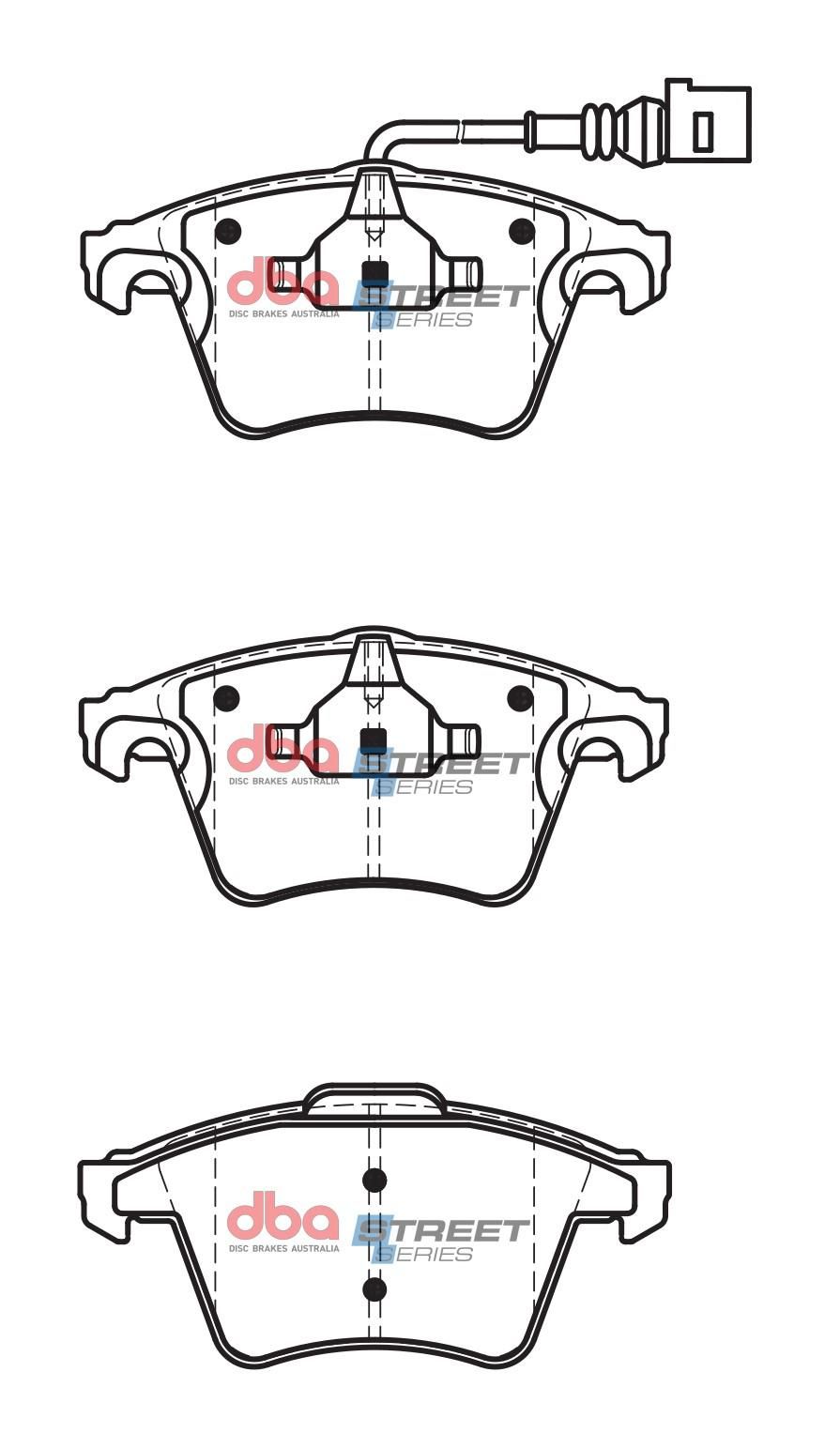 DBA SS STREET SERIES BRAKE PADS [ Volkswagon Multivan/Toureg/Transporter 2003 - 2015 F ](suits wear sensor DBAWS1117 ) - TecDoc Only