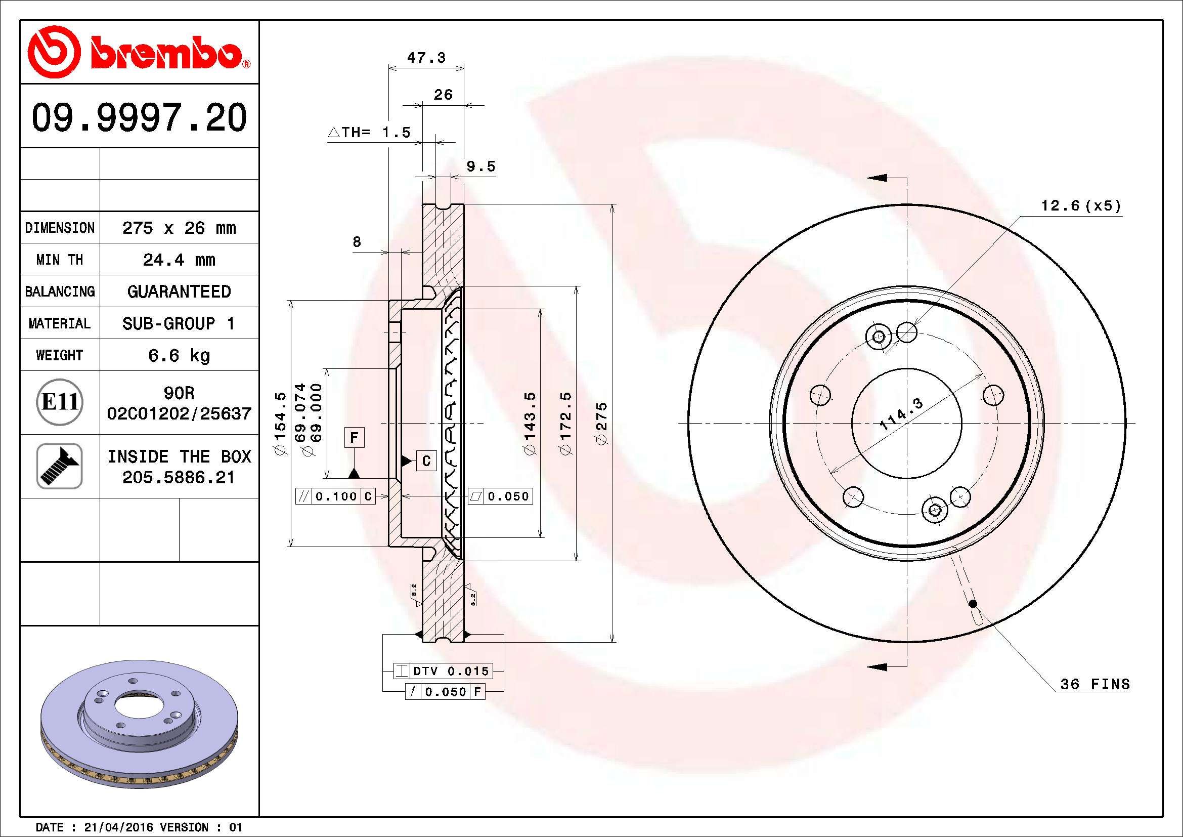 Brake Disc 09.9997.20