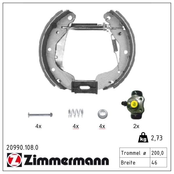 Zimmermann 20990.108.0 Bremsbackensatz