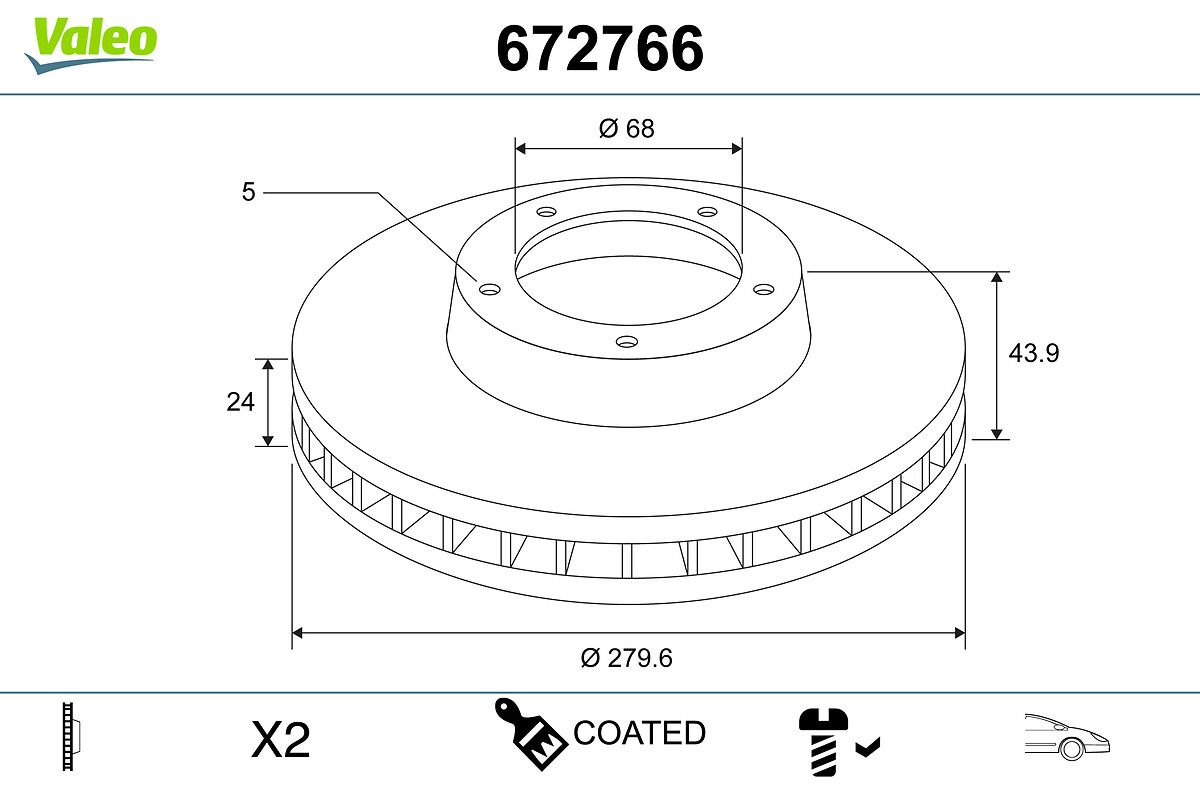 672766 VALEO COATED féktárcsa