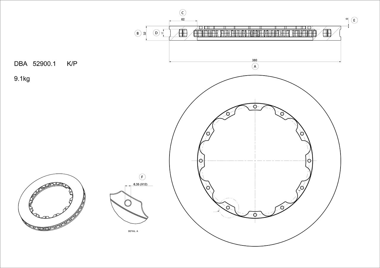 5000 Rotor Standard - KP No Nuts Supplied KP [ AP Replacement Ring ] KP VERSION OF DBA7860/1 - TecDoc 1