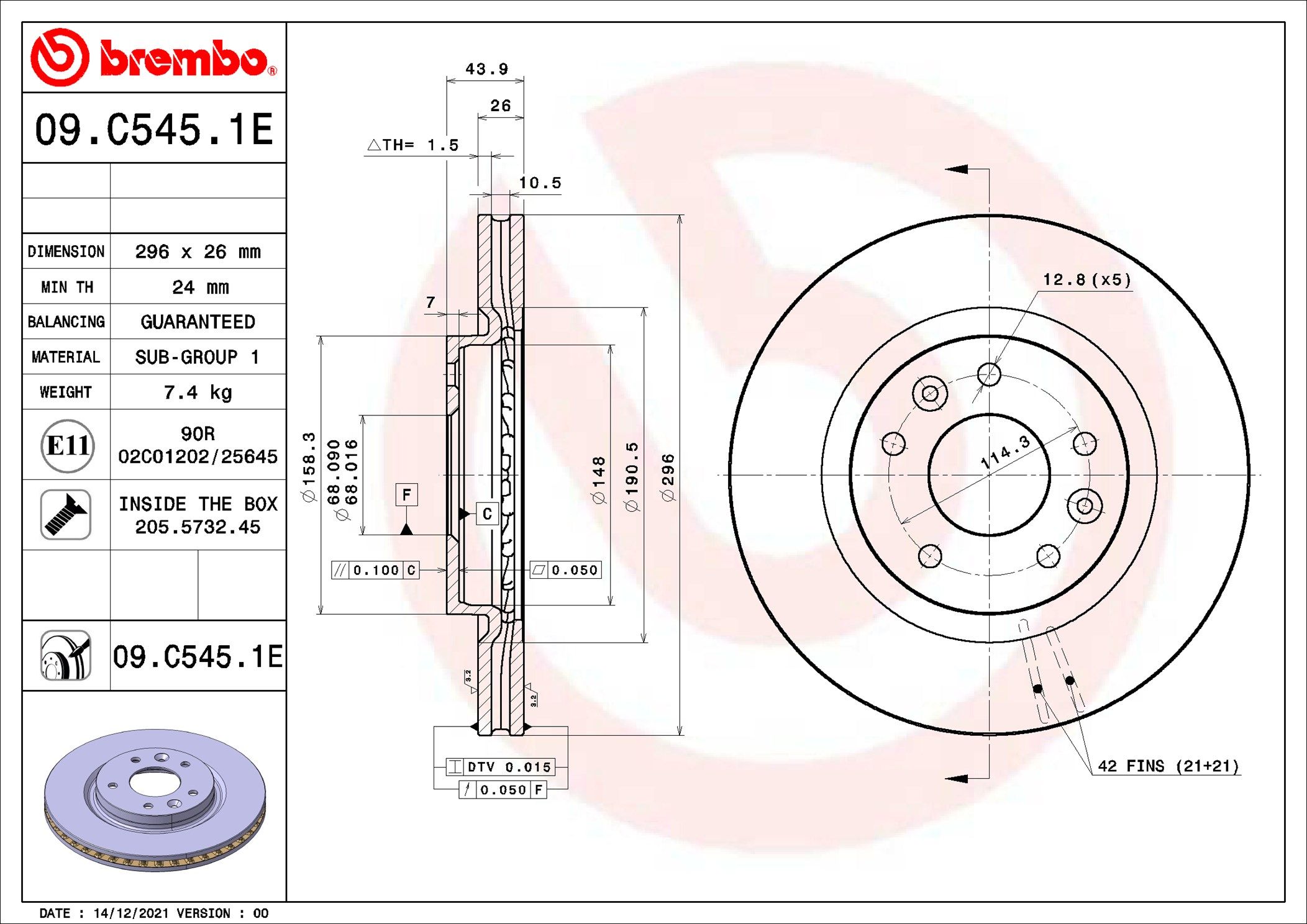 09.C545.1E BREMBO BEYOND LINE - EV féktárcsa