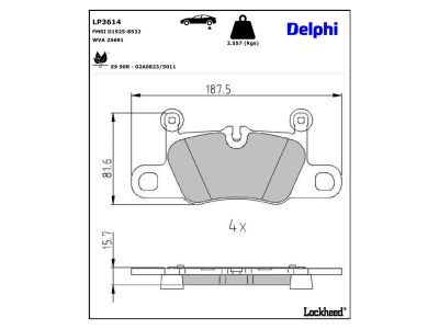 DELPHI LP3614 - Bremsbelagsatz, Scheibenbremse