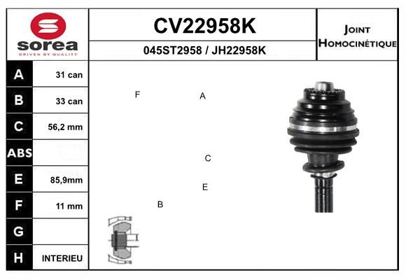 Gelenksatz, Antriebswelle