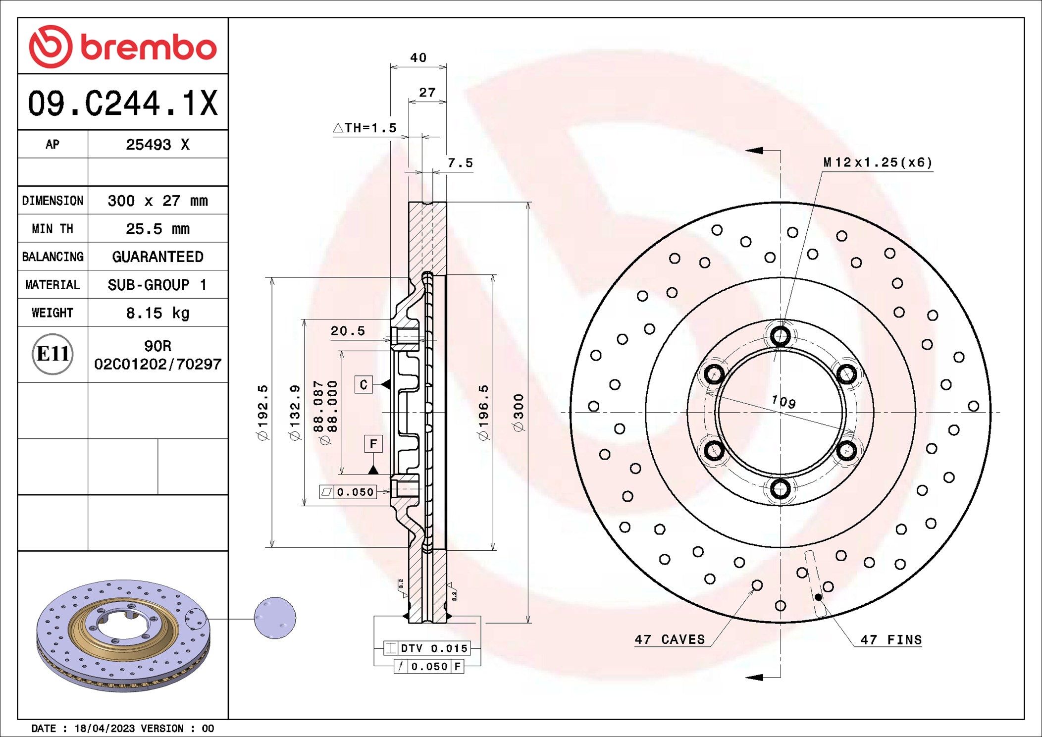 09.C244.1X BREMBO XTRA LINE - Xtra féktárcsa