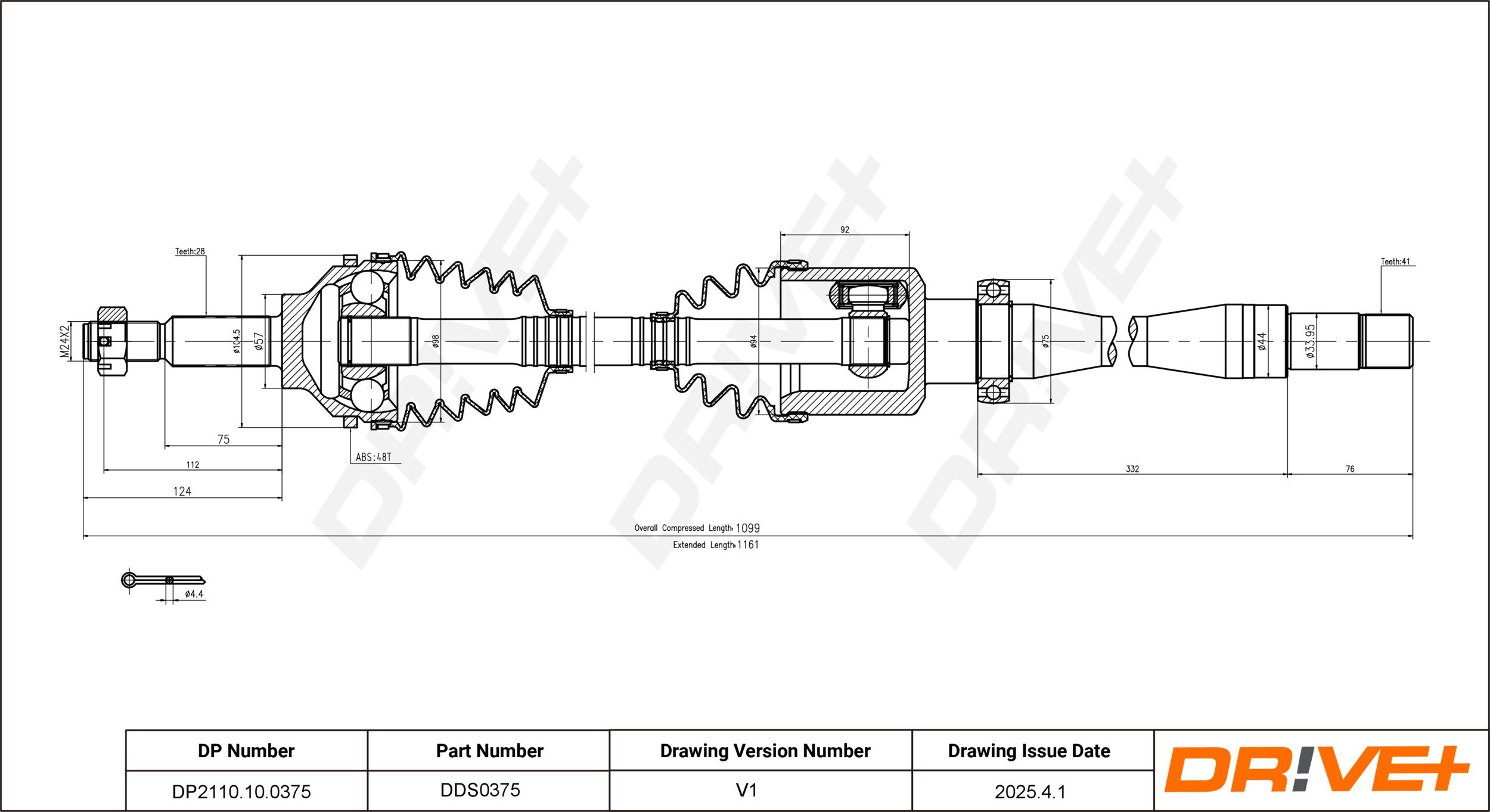 Dr!ve+ DP2110.10.0375 Antriebswelle
