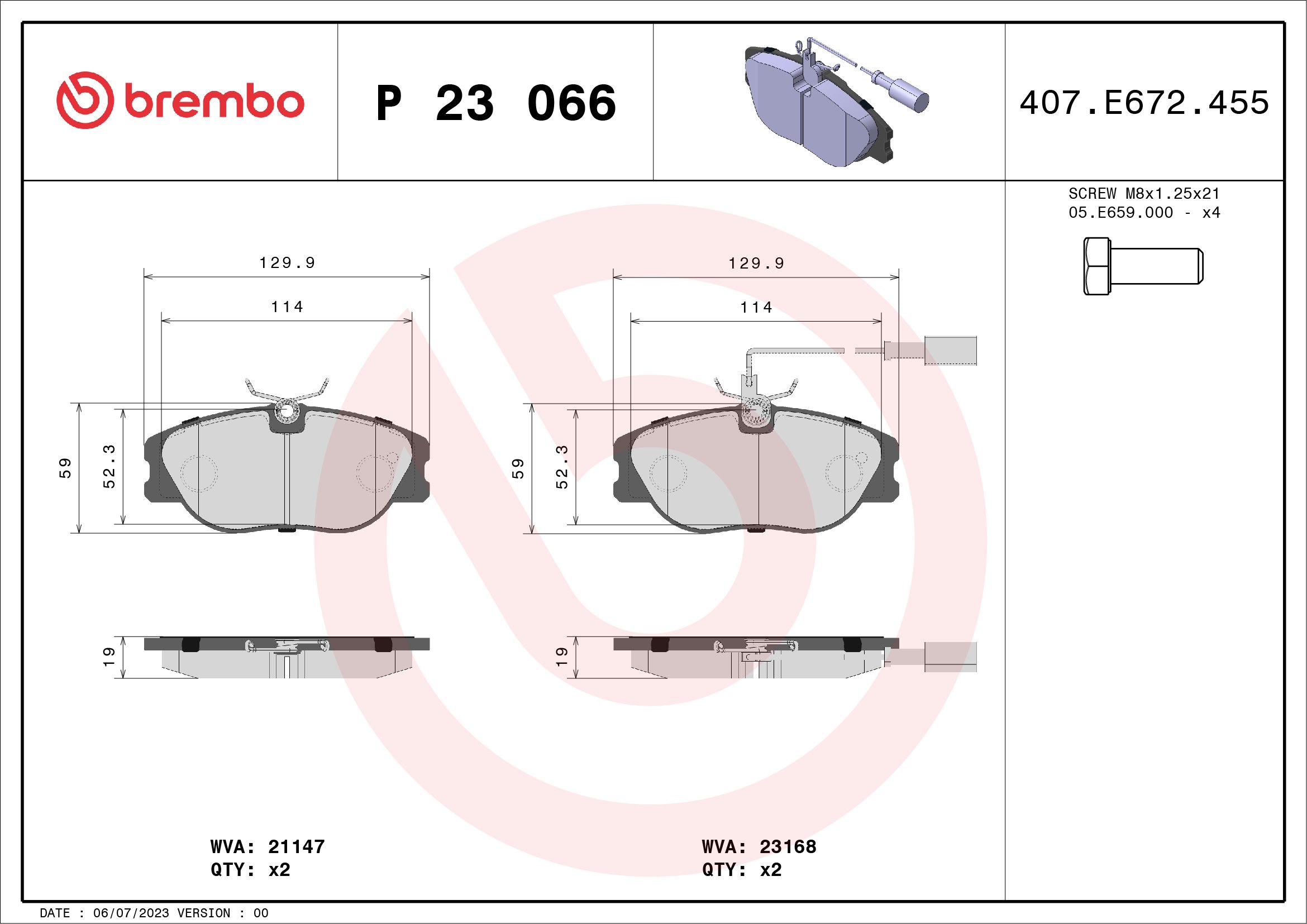 Brake Pad Set, disc brake P 23 066