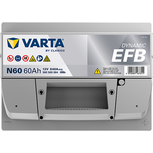 VARTA Dynamic EFB N60 | 12V 60Ah 640A | Start-Stopp Autobatterie