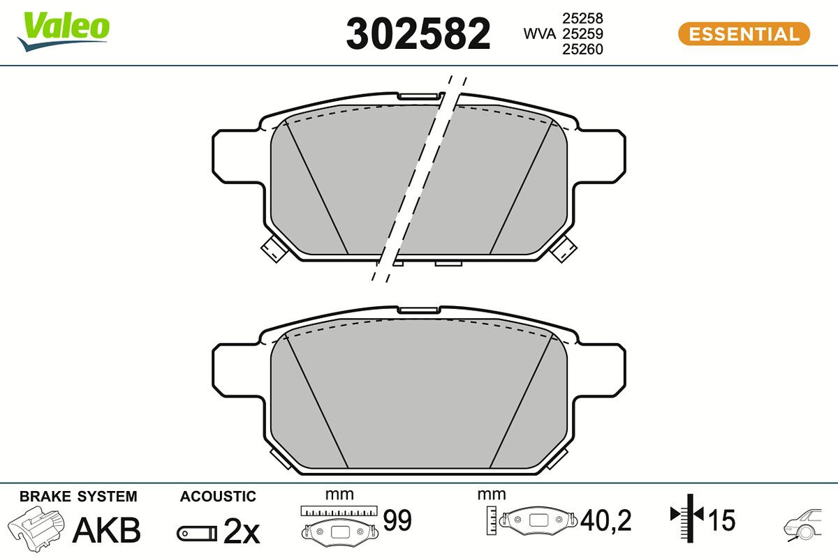 VALEO 302582 - Bremsbelagsatz, Scheibenbremse