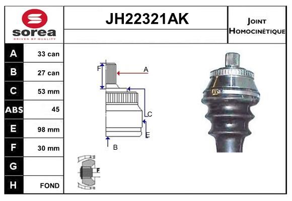 KIT CV JOINT AVEC KR129 - AUDI - VW