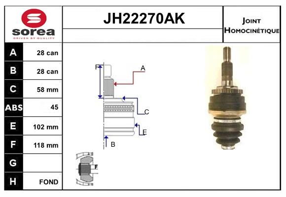 KIT CV JOINT AVEC KR052 - 928