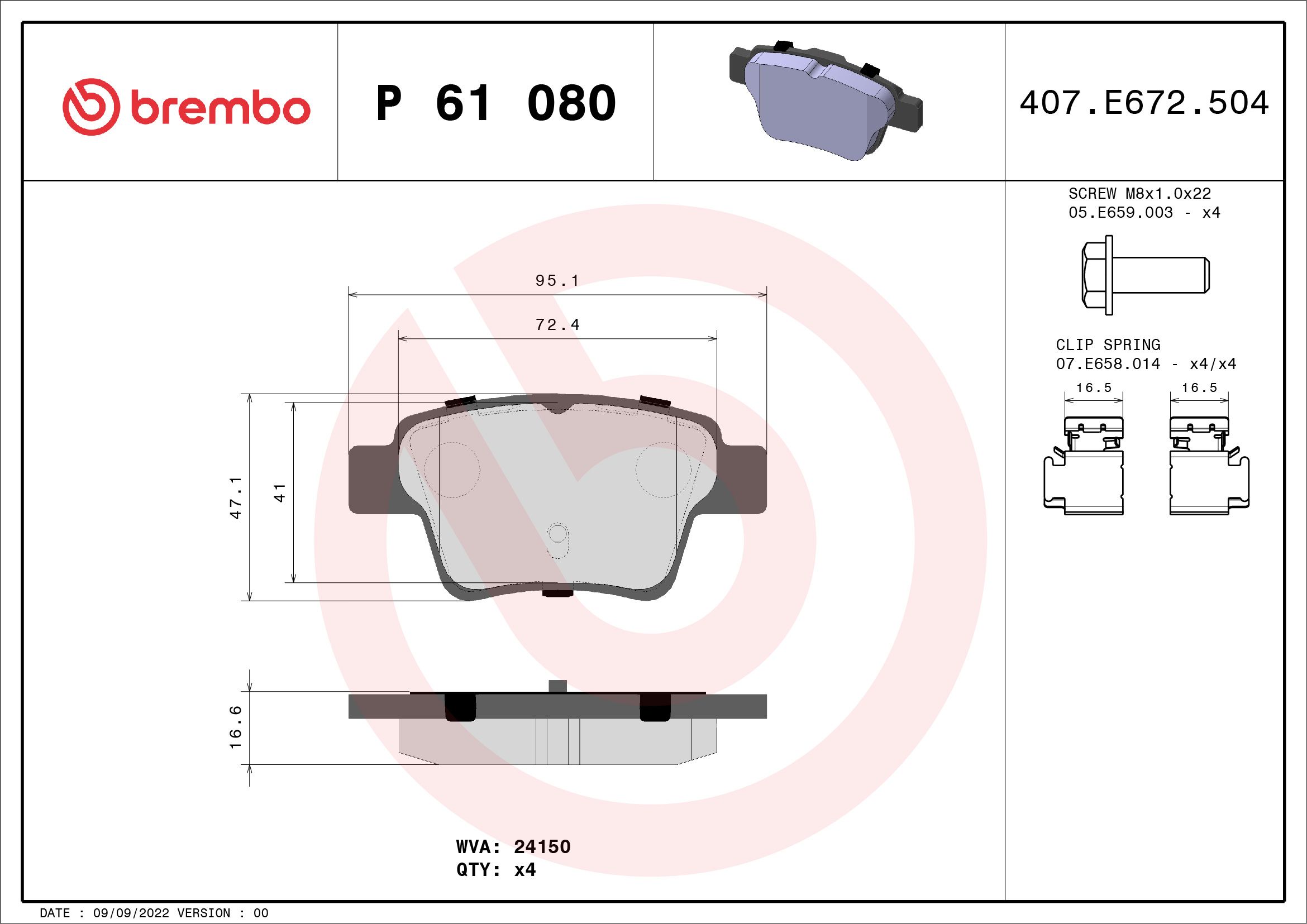 Brake Pad Set, disc brake P 61 080