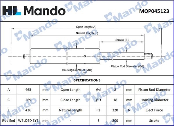 Amortiguador, cajuela/compartimento de carga