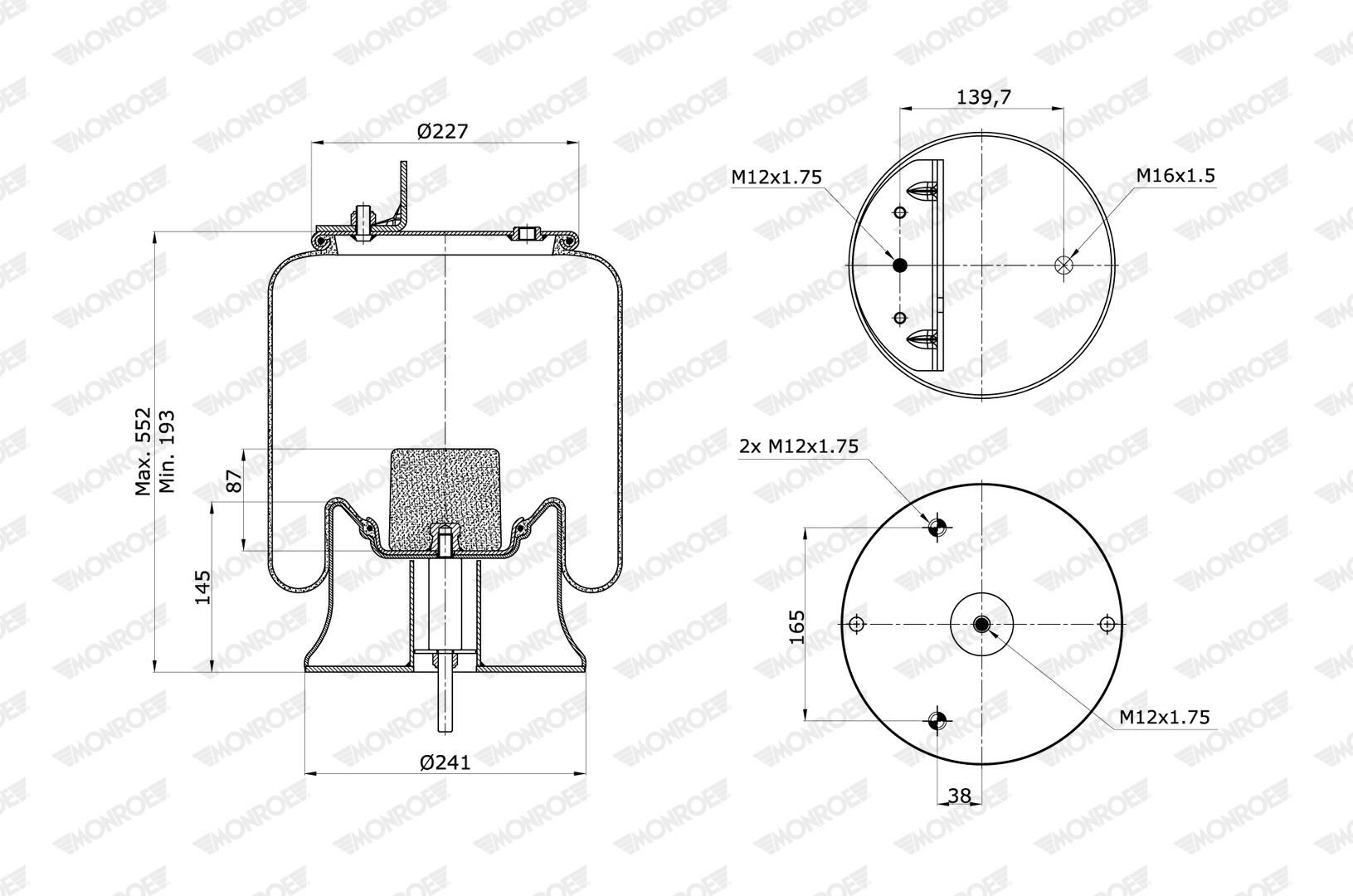 Cubrepolvo, suspensión neumática