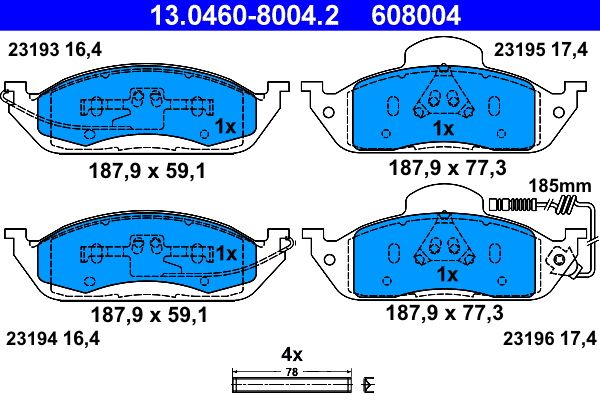 Brake Pad Set, disc brake 13.0460-8004.2