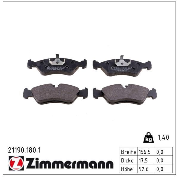 Zimmermann 21190.180.1 Bremsbelagsatz, Scheibenbremse