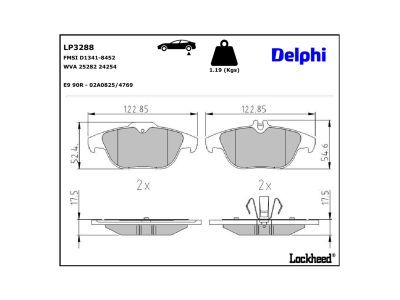 DELPHI LP3288 - Bremsbelagsatz, Scheibenbremse