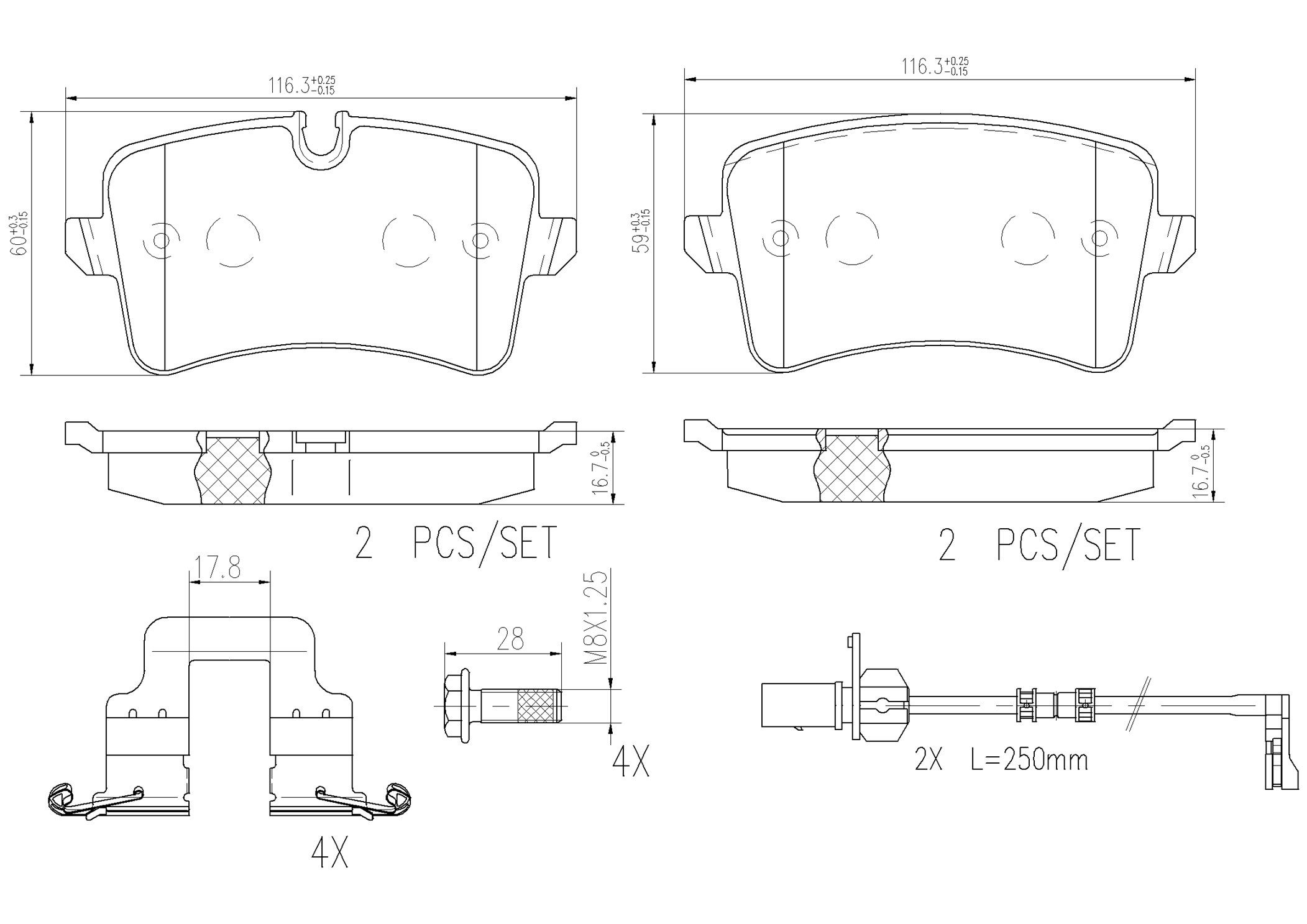 Bremsbelagsatz, Scheibenbremse