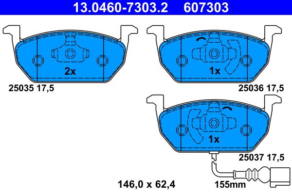 Brake Pad Set, disc brake 13.0460-7303.2