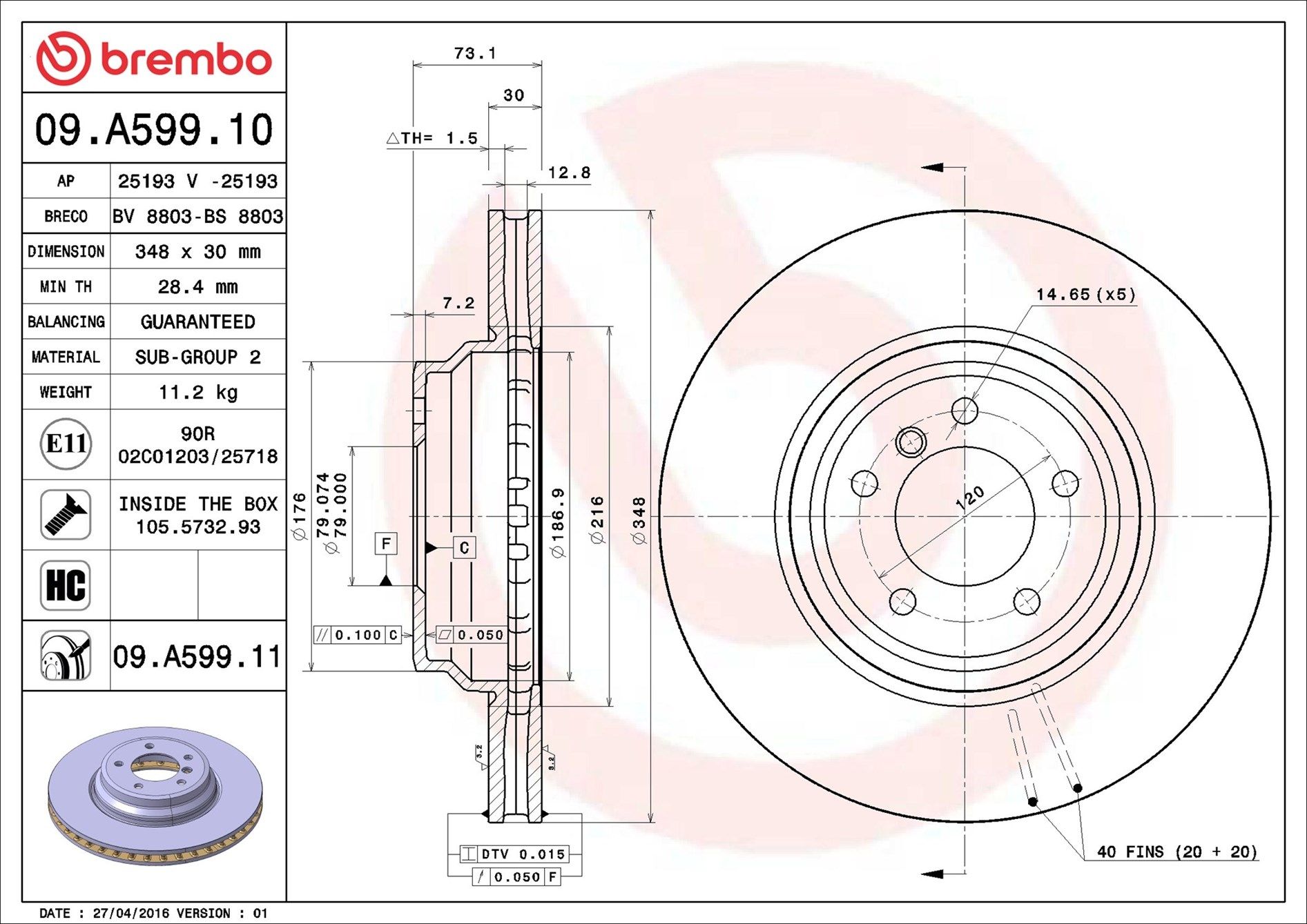 BMW 330D E93 09-13 (FRT) - TecDoc 1