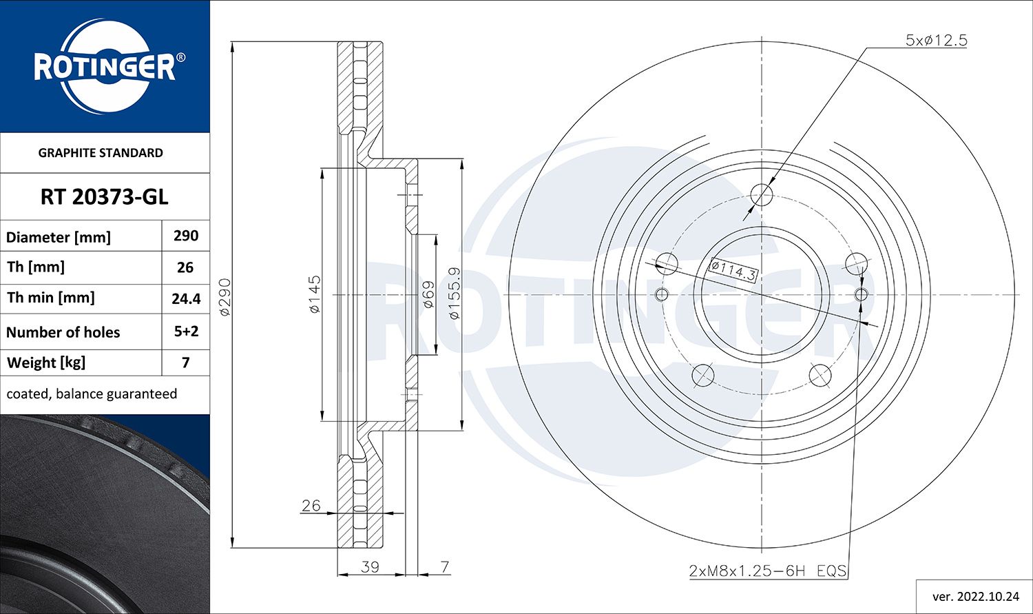 RT 20373-GL ROTINGER GRAPHITE LINE féktárcsa