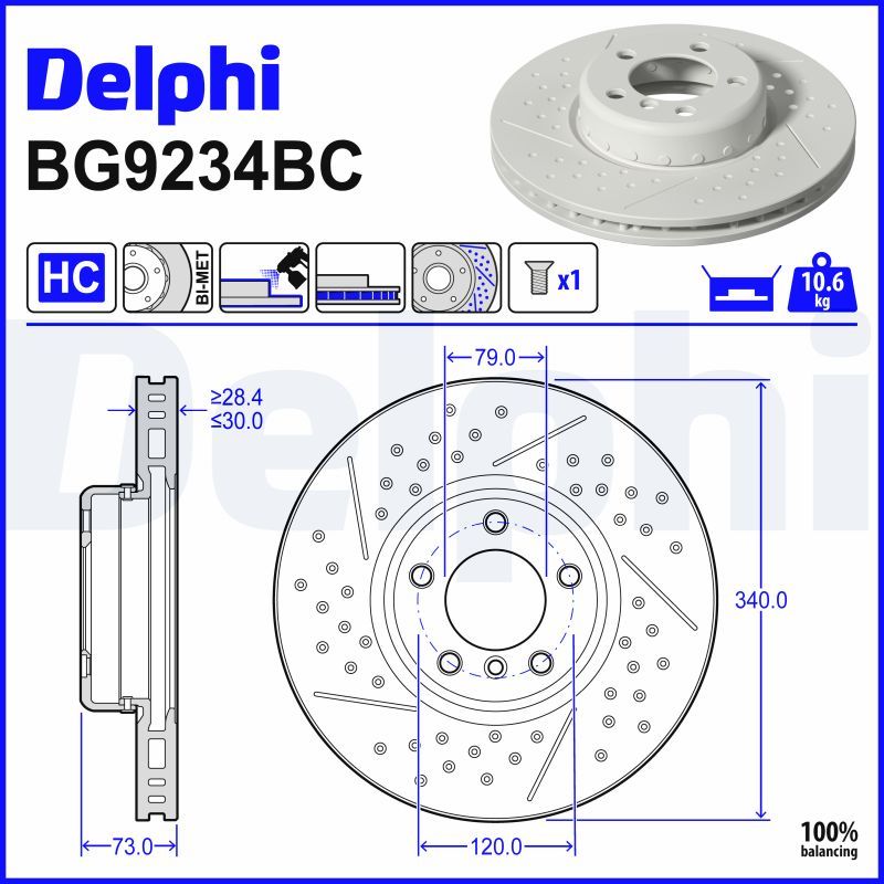 DELPHI BG9234BC - Bremsscheibe