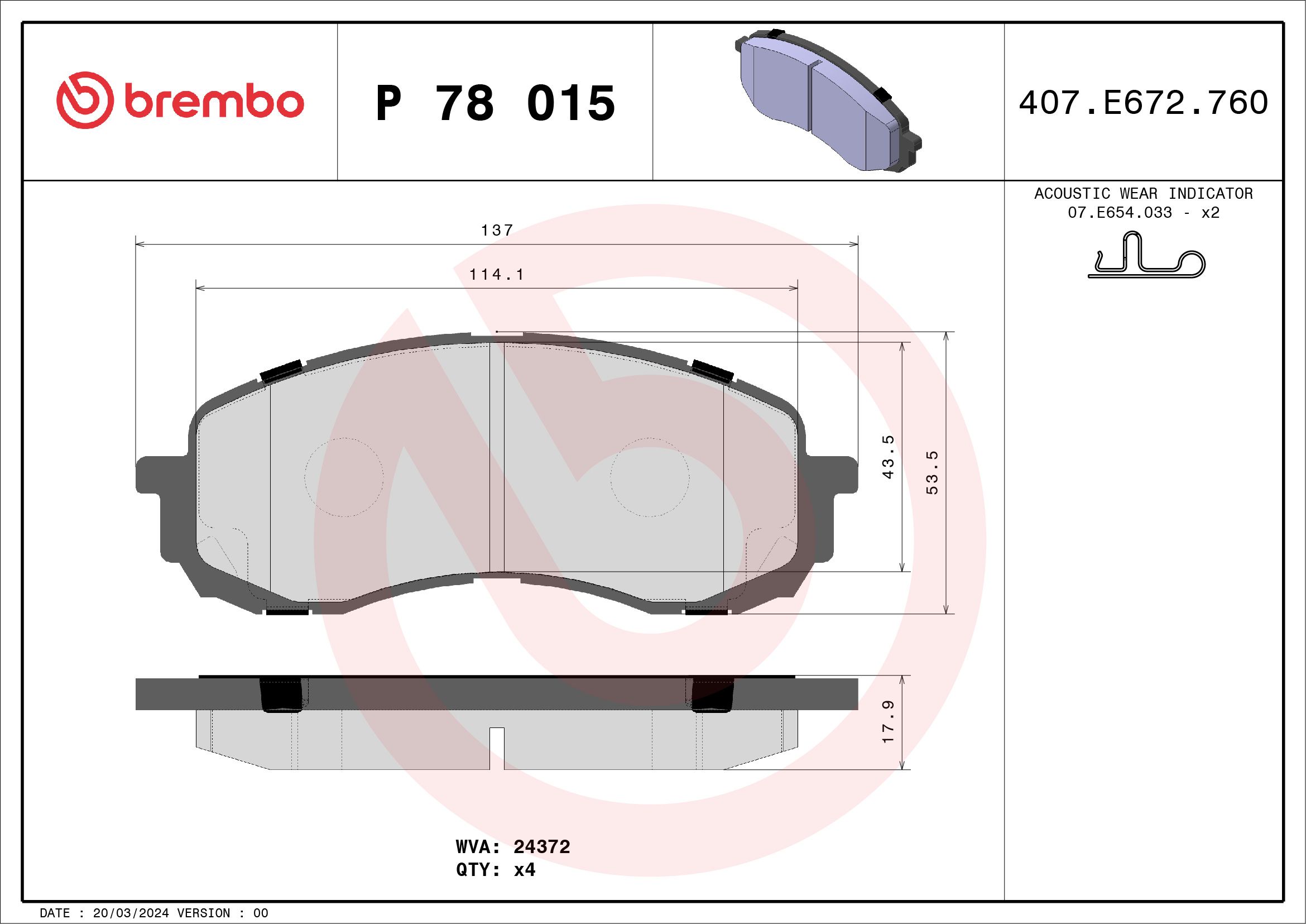 Brake Pad Set, disc brake P 78 015