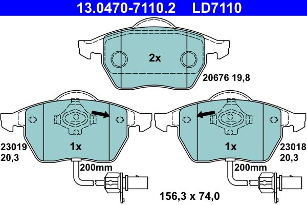 Комплект тормозных колодок, дисковый тормоз 13.0470-7110.2
