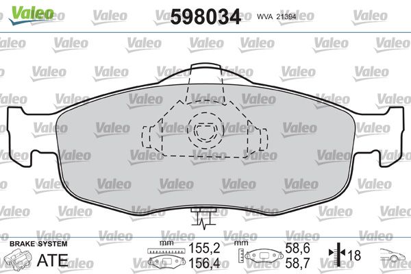 Brake Pad Set, disc brake 598034