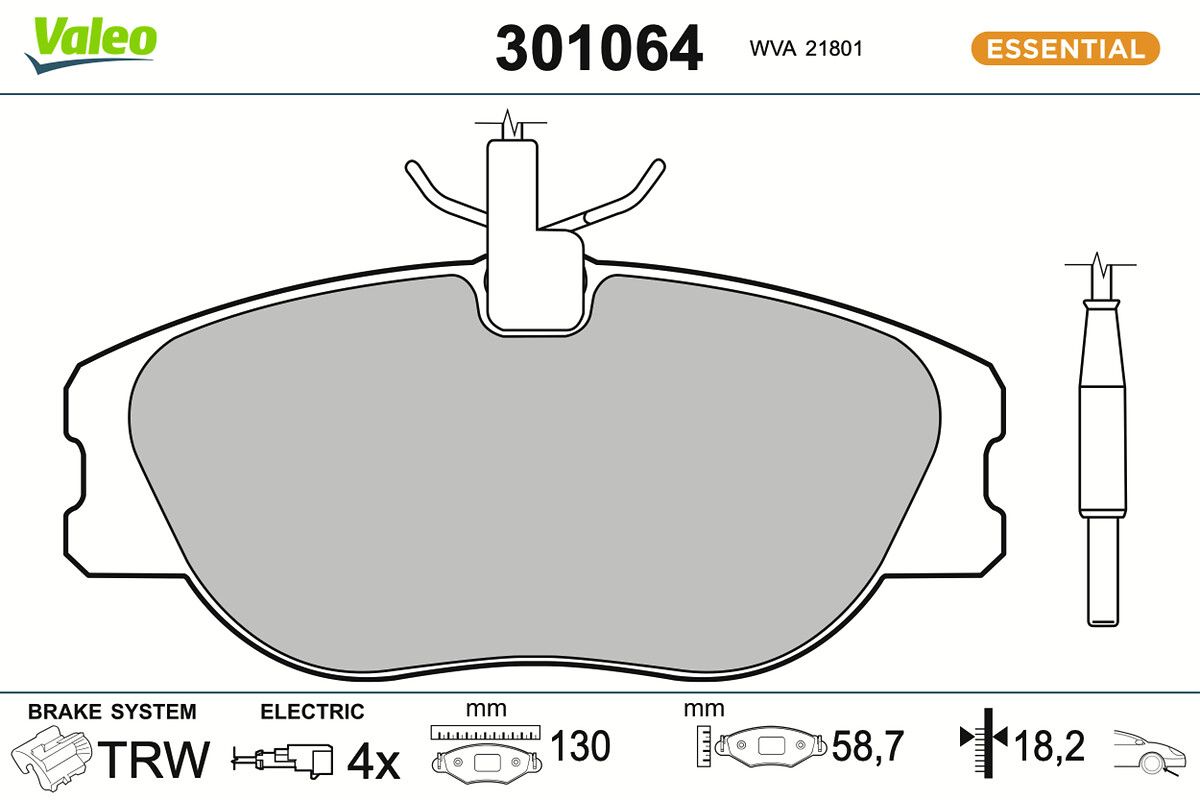 VALEO 301064 - Bremsbelagsatz, Scheibenbremse