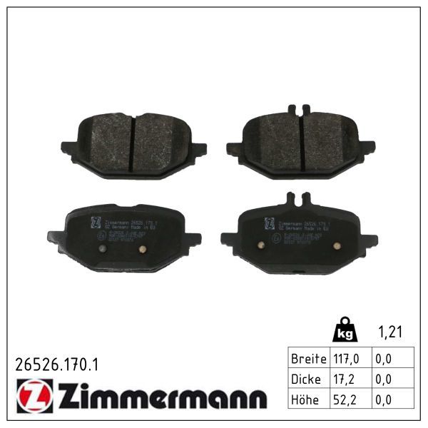 Zimmermann 26526.170.1 Bremsbelagsatz, Scheibenbremse