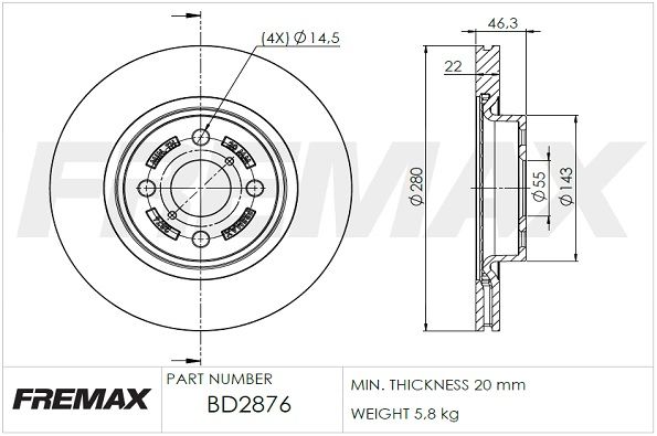 BD-2876 FREMAX féktárcsa