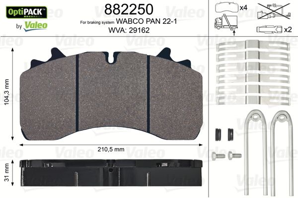 882250 VALEO OPTIPACK fékbetétkészlet, tárcsafék