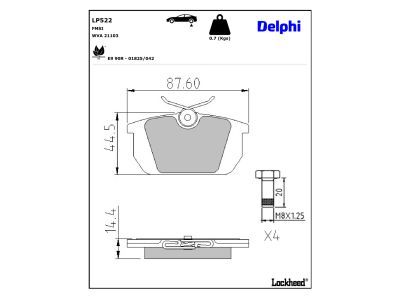 DELPHI LP522 - Bremsbelagsatz, Scheibenbremse