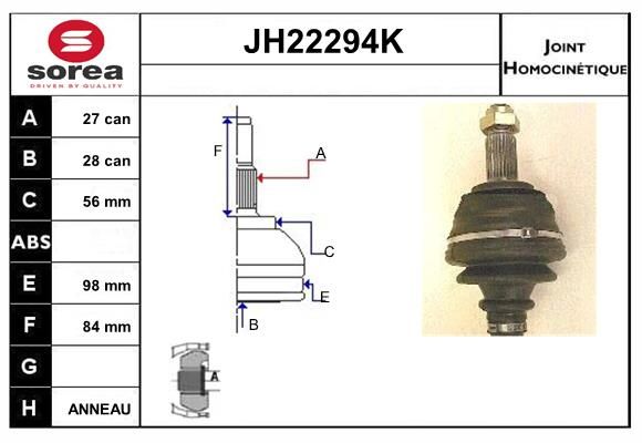 KIT CV JOINT AVEC KR116 - ALFA 164