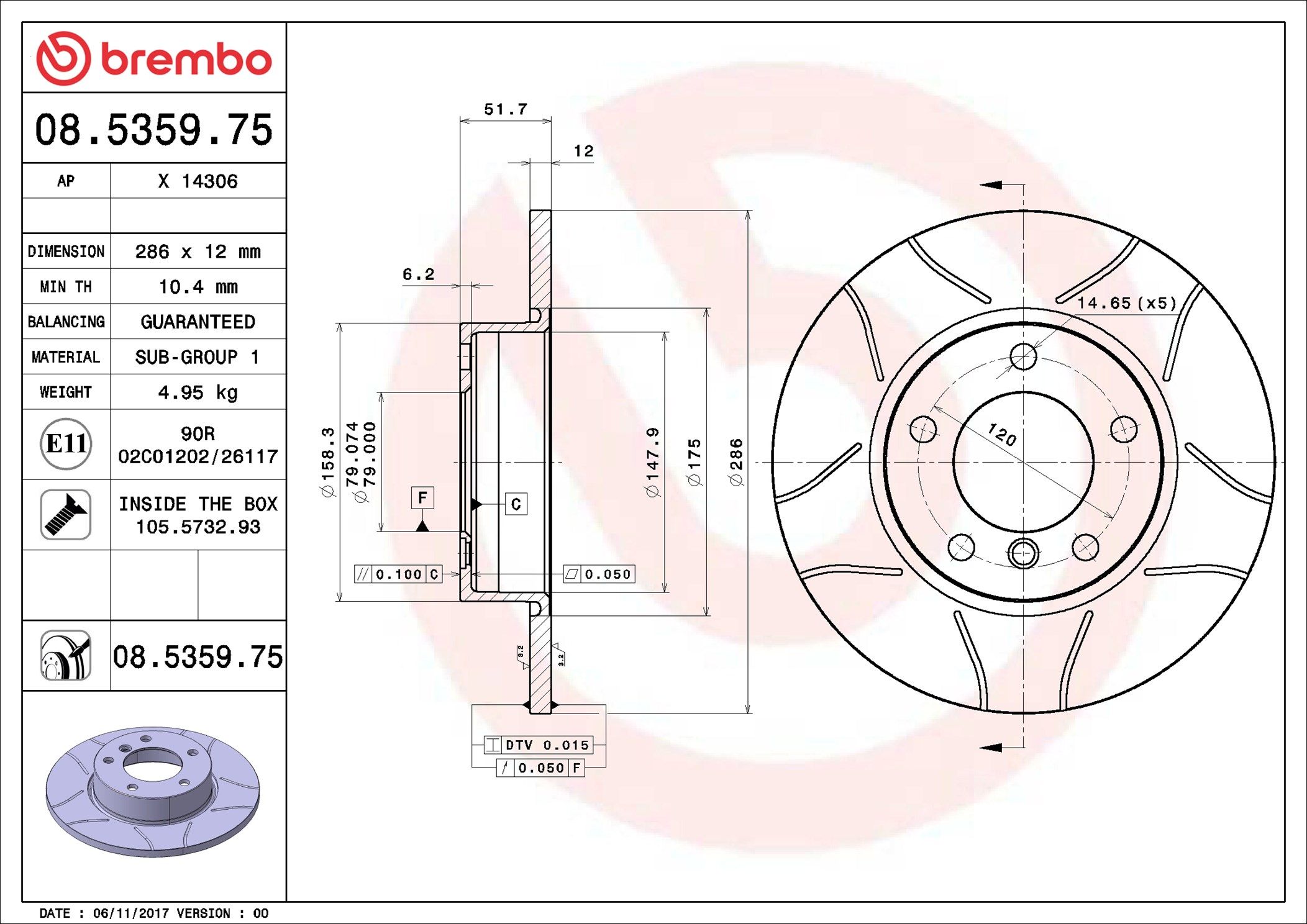 08.5359.75 BREMBO XTRA LINE - Max féktárcsa