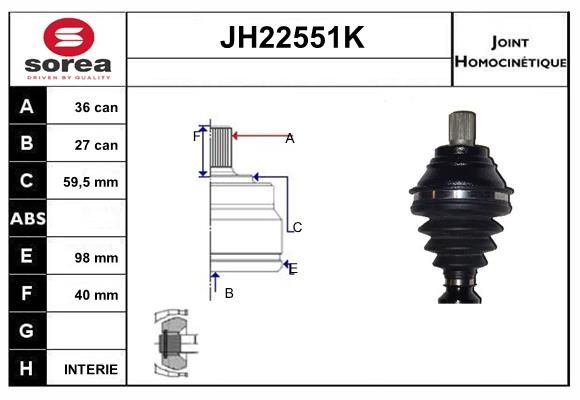 KIT CV JOINT AVEC KR129  - AUDI - V